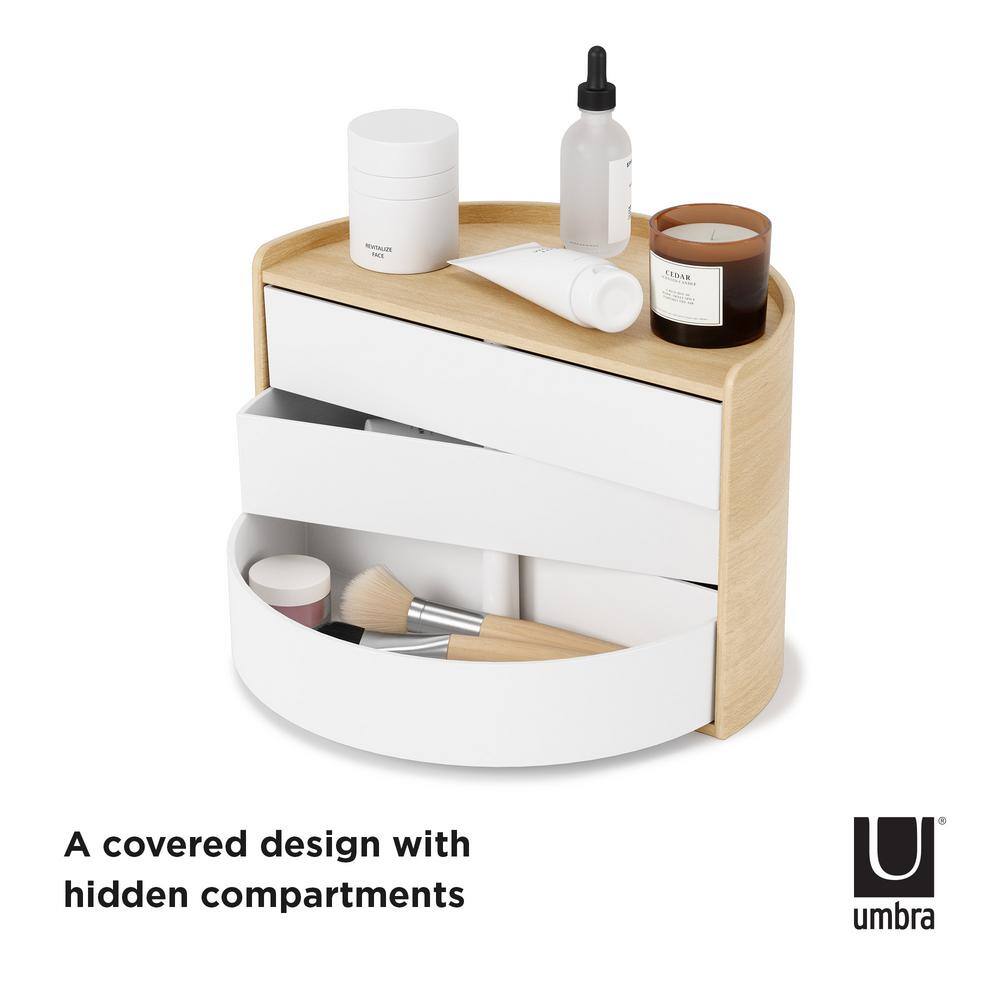 Moona Poplar Wood Collapsible Kids' Jewelry Box in White/Natural