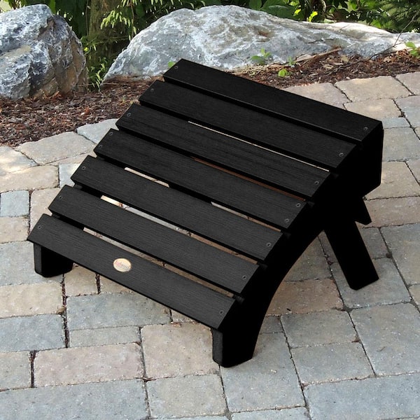 Adirondack Black Recycled Plastic Outdoor Folding Ottoman