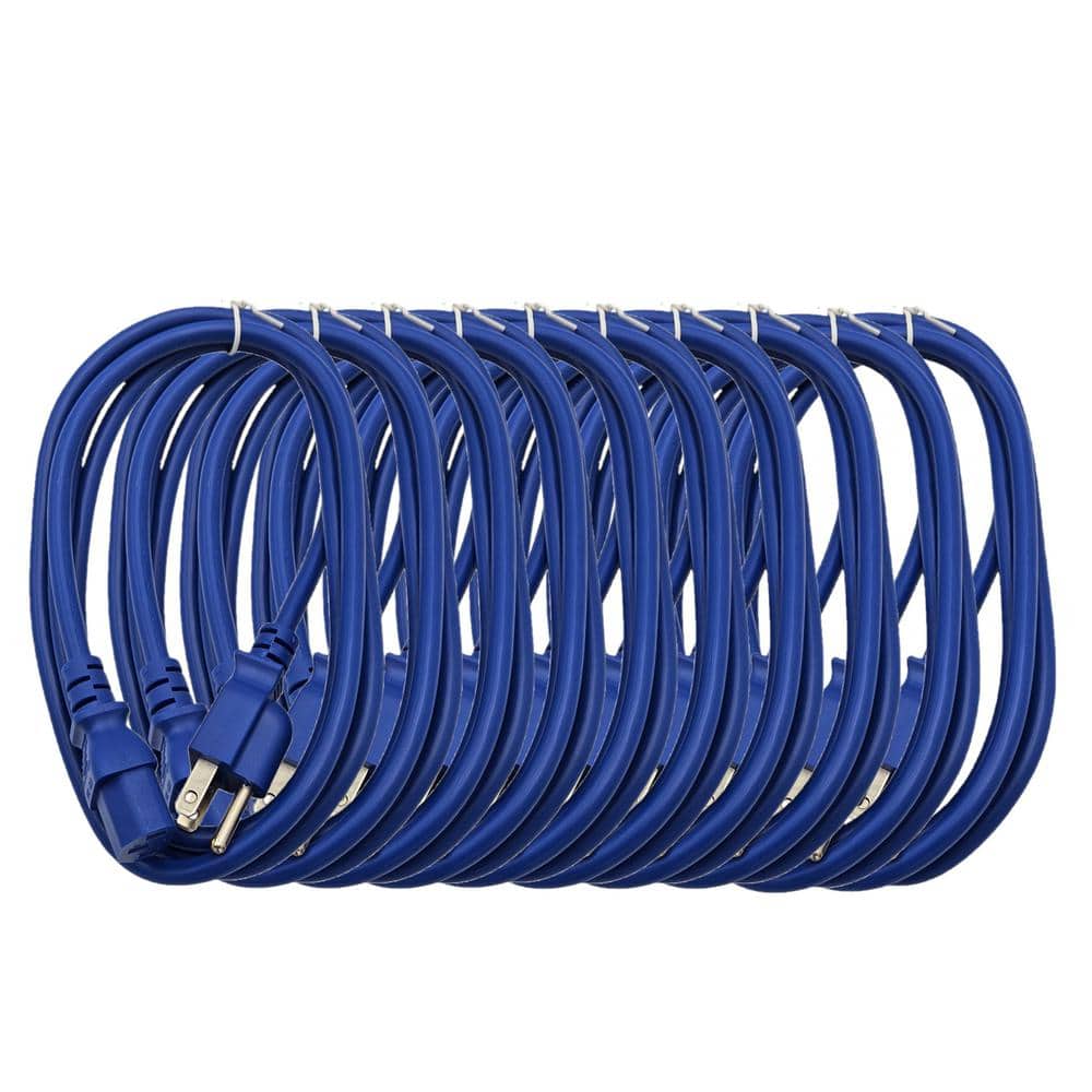 6 ft. Universal AC Power Cord UL Approved NEMA 5-15P to C13 18 AWG / 3-Conductors Indoor Blue (10-Pack) price history on PriceWatchPro
