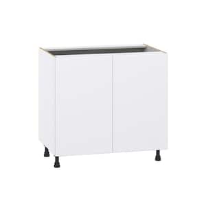 Fairhope Bright White Slab Assembled Base Kitchen Cabinet with 3 Inner Drawers (36 in. W x 34.5 in. H x 24 in. D)