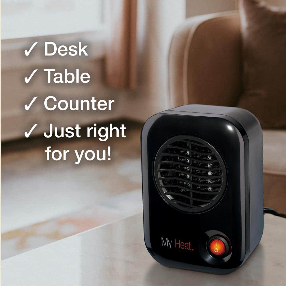 Black Ceramic Electric Personal Space Heater with Auto Shut-off