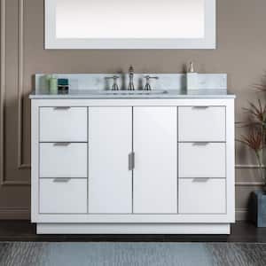 Venice 49 in.W x 22 in.D x 38 in.H Bath Vanity in White with Engineered stone Vanity Top in White with White Sink