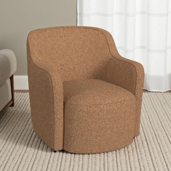 Tan Brown Fabric Arm Chair with Tight Back