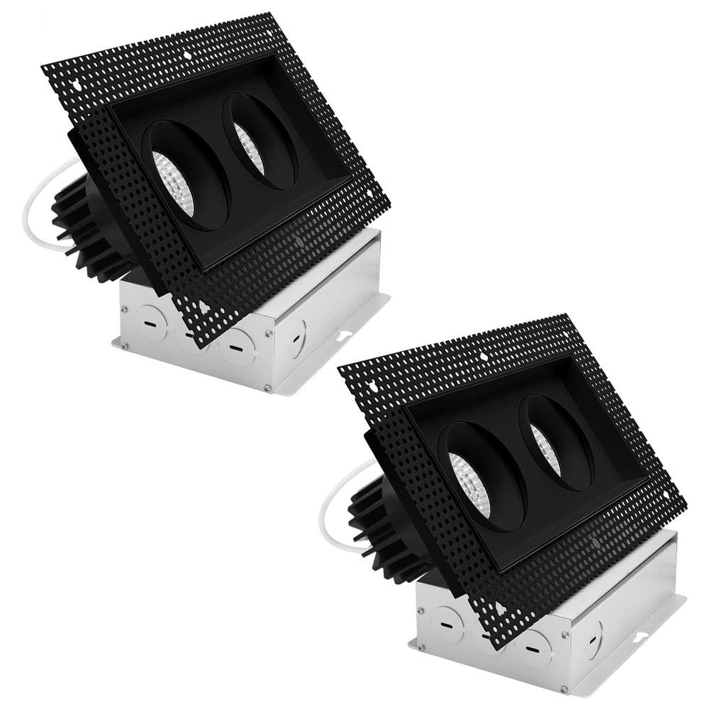 2-Head Integrated LED Black Rectangle Regressed Trimless Gimbal Light, 360°+15° Swivel 5CCT 30W 2000LM Dimmable 2 Pack price history on PriceWatchPro