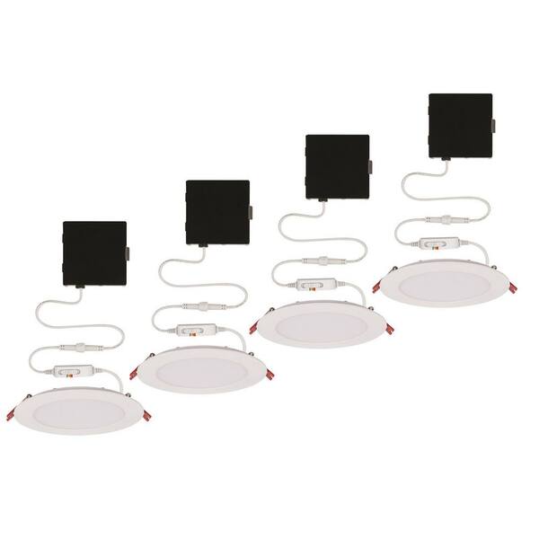 Commercial Electric Ultra Slim 6 in. Adjustable CCT Canless New Construction & Remodel IC Rated Dimmable LED Recessed Light Kit (4-Pack)