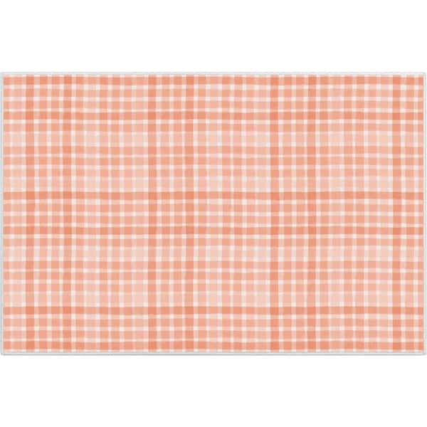 Crayola Plaid Coral 3 ft. 3 in. x 5 ft. Area Rug
