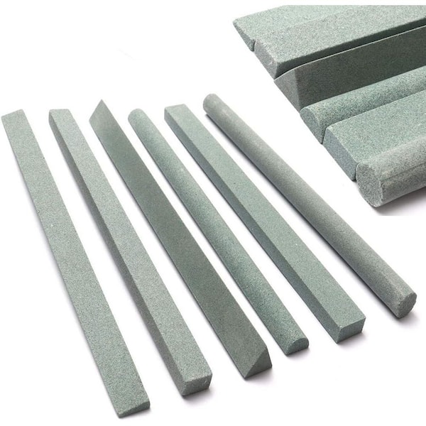 Green Silicon Carbide Whetstone Wood Carving Knife Sharpener Stone Set for Bladed Tools 6 Pieces (Set)