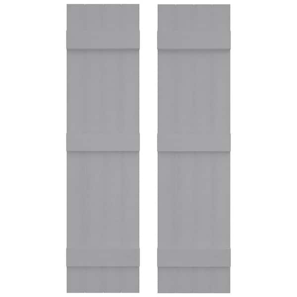 14 in. W x 75 in. H Vinyl Exterior Joined Board and Batten Shutters Pair in Paintable