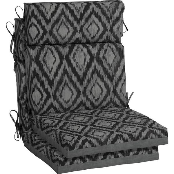 Hampton Bay 21.5 x 20 Jackson Ikat Diamond High Back Outdoor Dining Chair Cushion (2-Pack)
