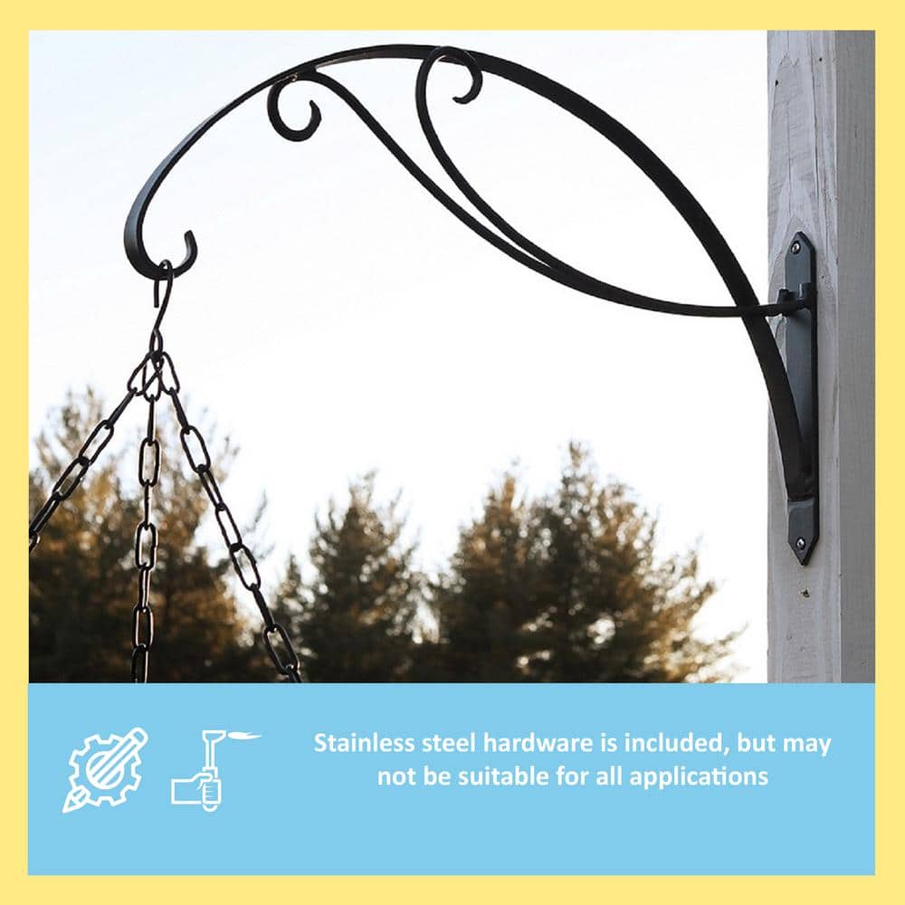 Black Steel Scroll Bracket for Large Hanging Baskets