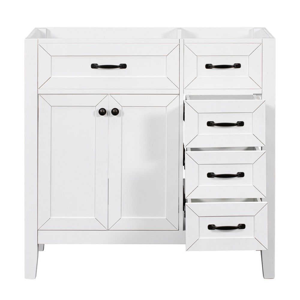 Modern 36 in. Bath Vanity Cabinet without Top in White with 3 Drawers and 2