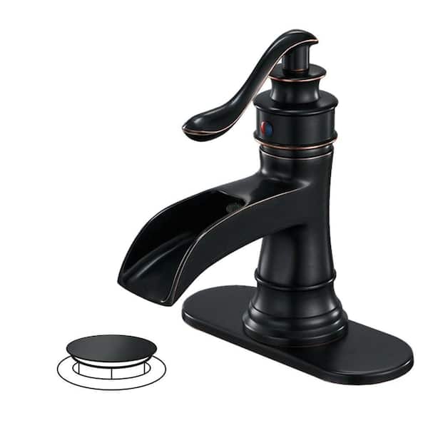 HOMEMYSTIQUE Single Handle Single Hole Bathroom Faucet with Drain Kit Included & Corrosion Resistant, Detachable in Oil Rubbed Bronze