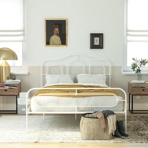 Primrose White Metal Queen Size Bed Frame