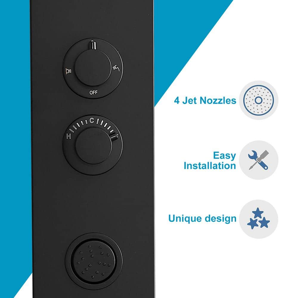 Matte Black Multi-Function Shower Panel with Adjustable Head