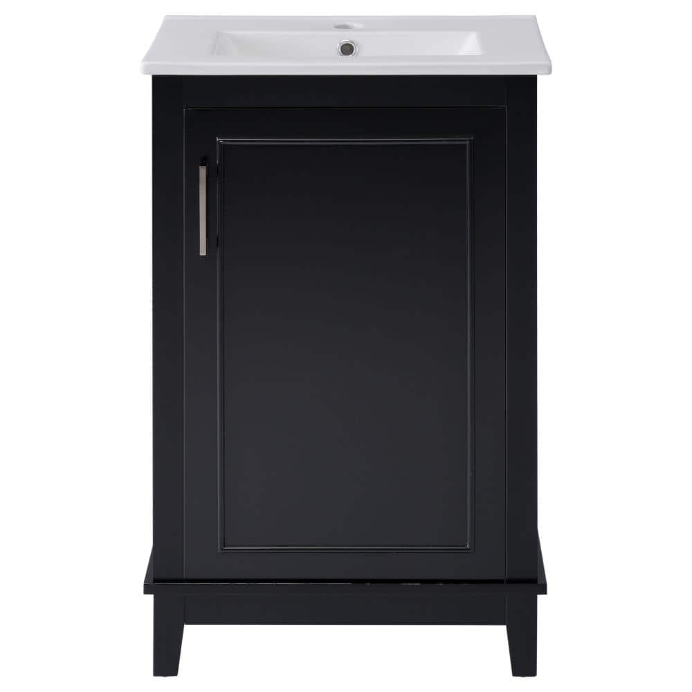 20 in. Freestanding Black Bath Vanity with White Ceramic Top Unassembled price history on PriceWatchPro