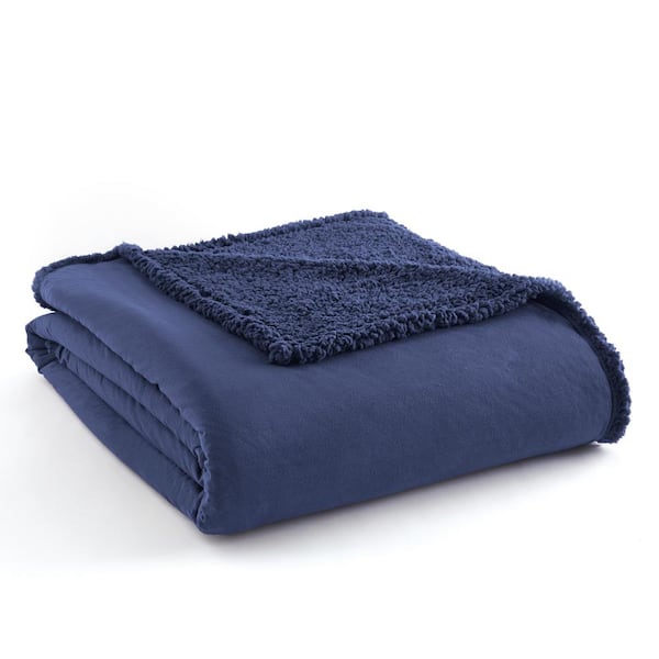 Micro Flannel Sherpa Reverse Smokey Mt Blue Blanket