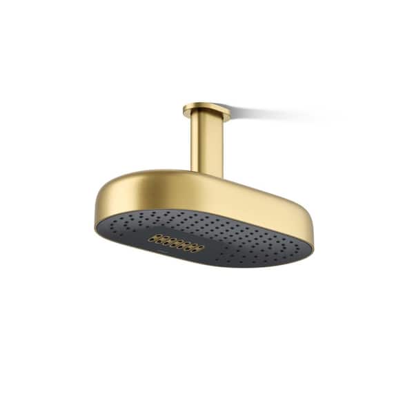 KOHLER Statement 2-Spray Patterns with 2.5 GPM 12 in. Wall Mount Fixed Shower Head in Vibrant Brushed Moderne Brass