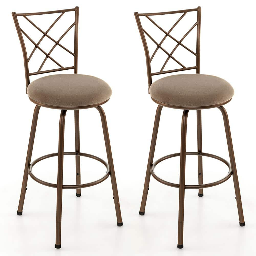 Reviews For Costway In Brown Adjustable Swivel Barstools Metal