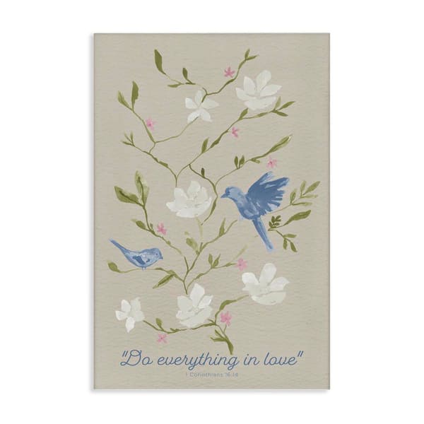 Floral Do Everything in Love by Lucille Price Unframed Typography Graphic Art Print 45 in. x 30 in.