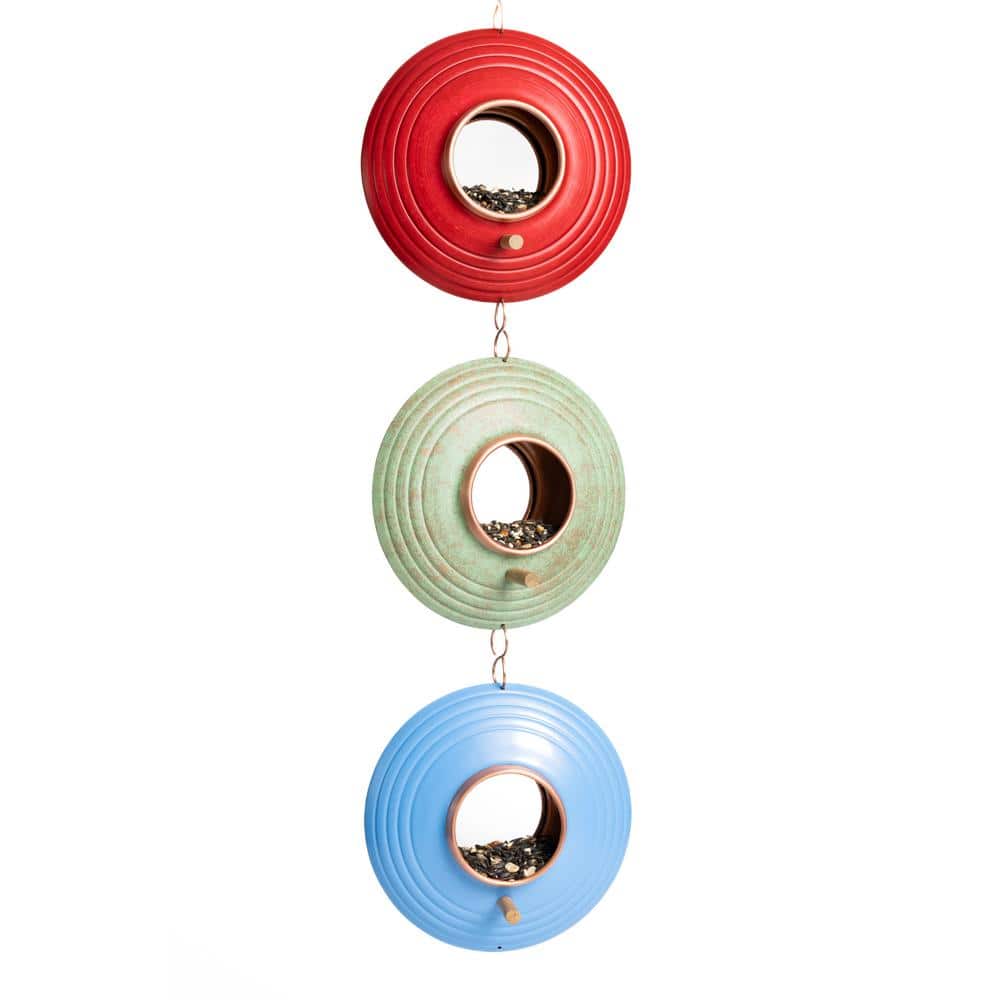 Mojave Copper and Red Hanging Fly-Thru Bird Feeder