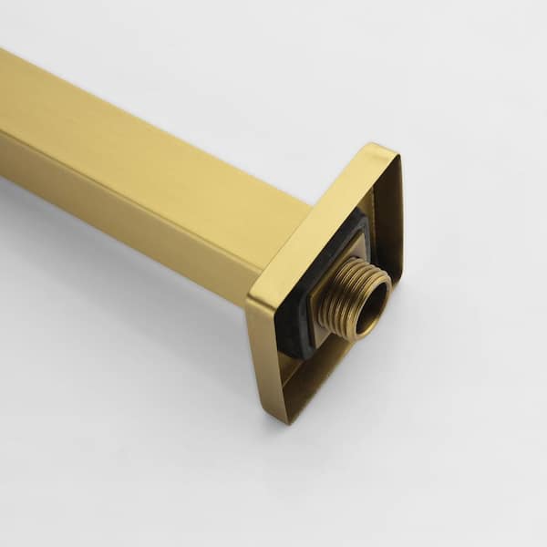 1-Spray Patterns with 2.5 GPM 15.7 in. Ceiling Mount Fixed Shower Head with Shower Arm in Brushed Gold