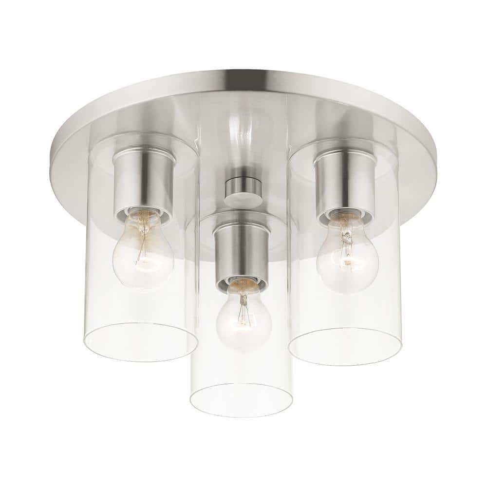 Zurich 14" Brushed Nickel Clear Glass Flush Mount Light