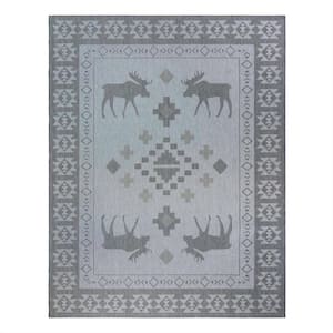 Paseo Yoder Ash 5 ft. x 7 ft. Moose Animal Print Indoor/Outdoor Area Rug