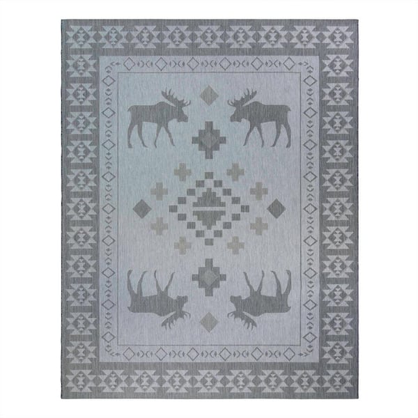 Gertmenian Sons Paseo Yoder Ash 5 Ft X 7 Moose Animal Print Indoor Outdoor Area Rug 46493 The