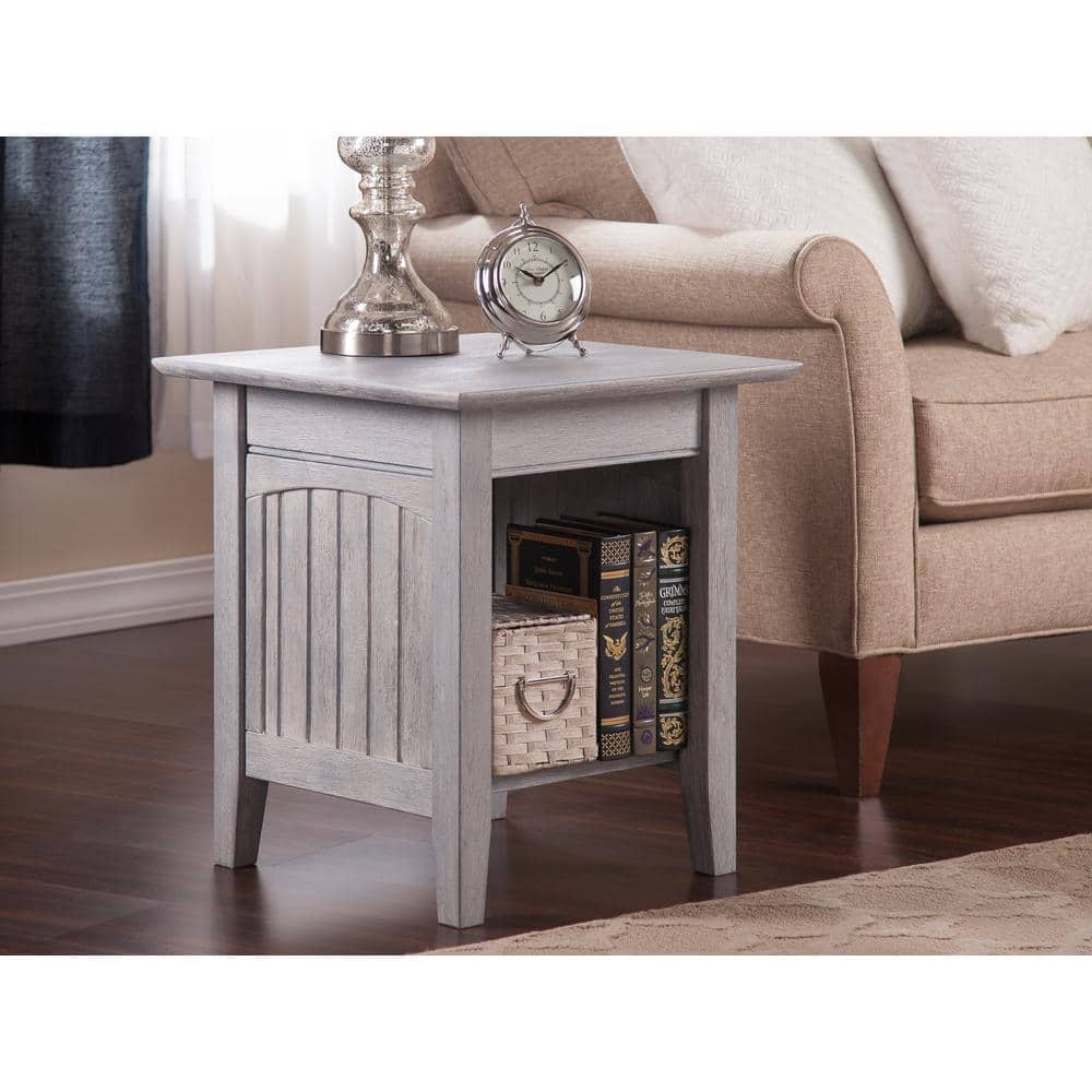 Nantucket Driftwood Square End Table with Storage