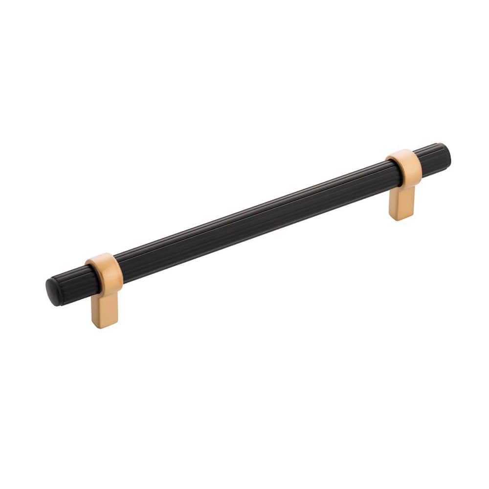 Sinclaire Collection 6-5/16 in. (160mm) Center to Center Matte Black & Brushed Golden Brass Bar Cabinet Pull price history on PriceWatchPro