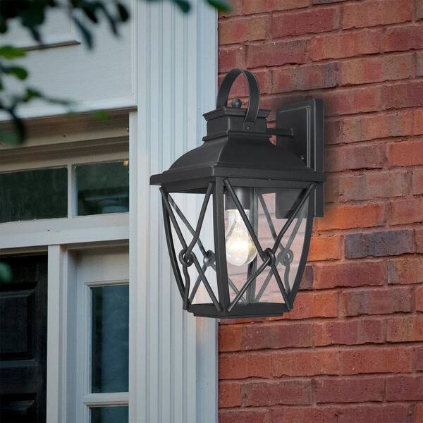 Designers Fountain - Belmont 15.25 in. Black 1-Light Outdoor Line Voltage Wall Sconce with No Bulb Included