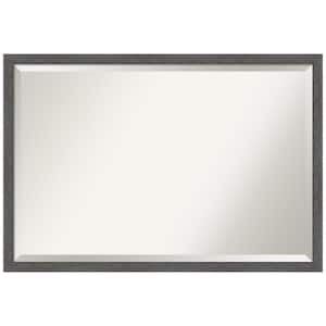 Pinstripe Plank Grey Thin 38 in. H x 26 in. W Framed Wall Mirror
