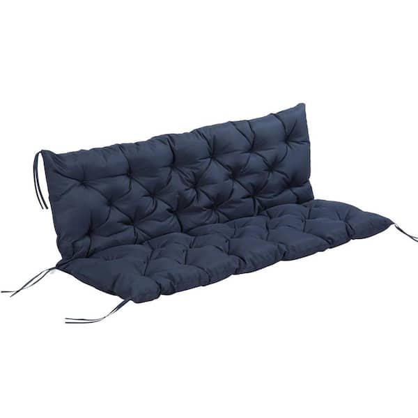 59 in. x 38.5 in. Outdoor Swing and Bench Replacement Cushion 3-Seat Backrest Seat Pad in Dark Blue