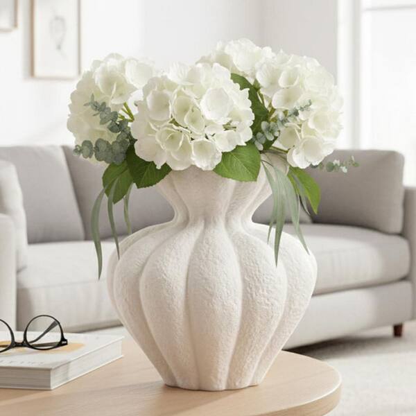 6.9 in. Modern Boho White Ceramic Cylinder Decorative Vase LX0724