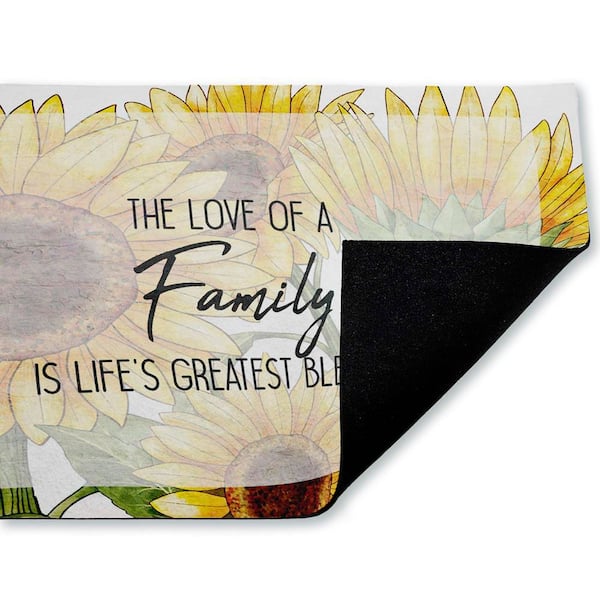 Love Of Family Sentiment Yellow 18 in. x 30 in. Polyester Non-Slip Outdoor Door Mat