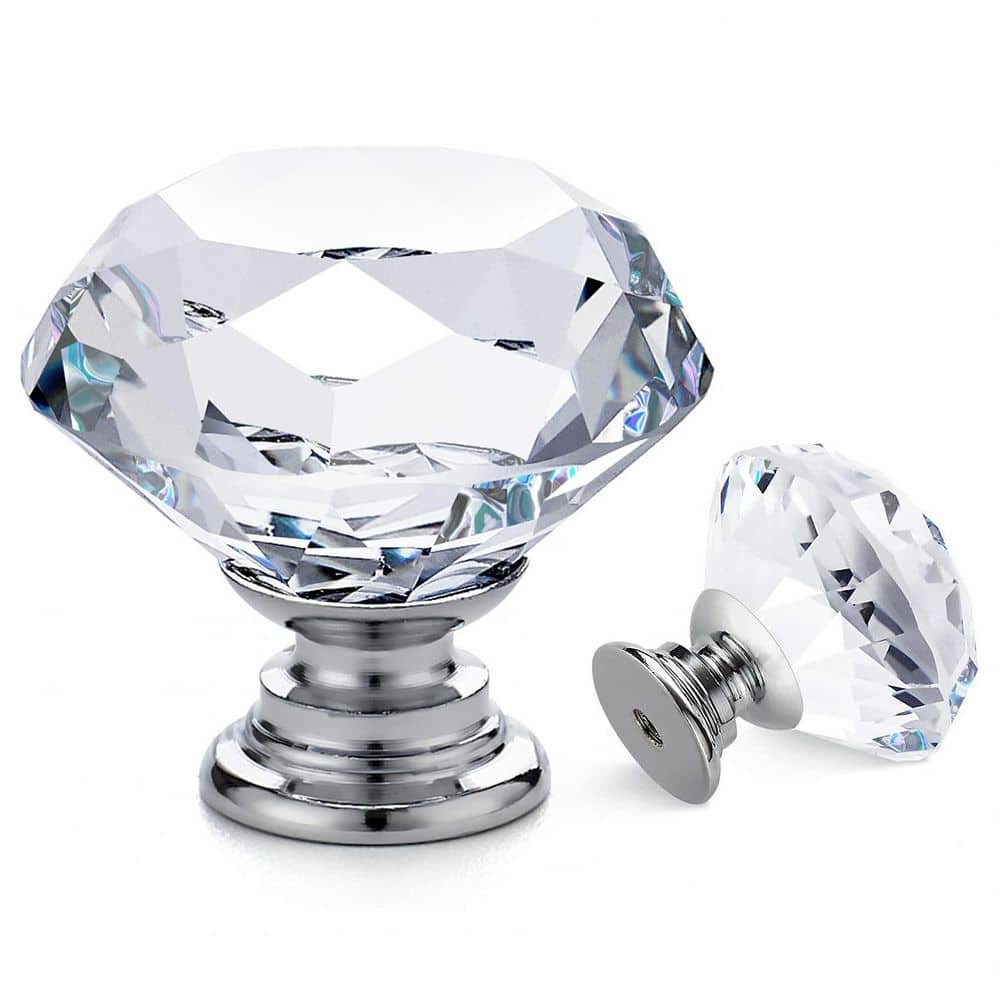 25 Pack 1.2 in. Glass Drawer Knobs Diamond Shape Crystal Cabinet Knobs Silver Finish Elegant Artistic Easy Installation price history on PriceWatchPro