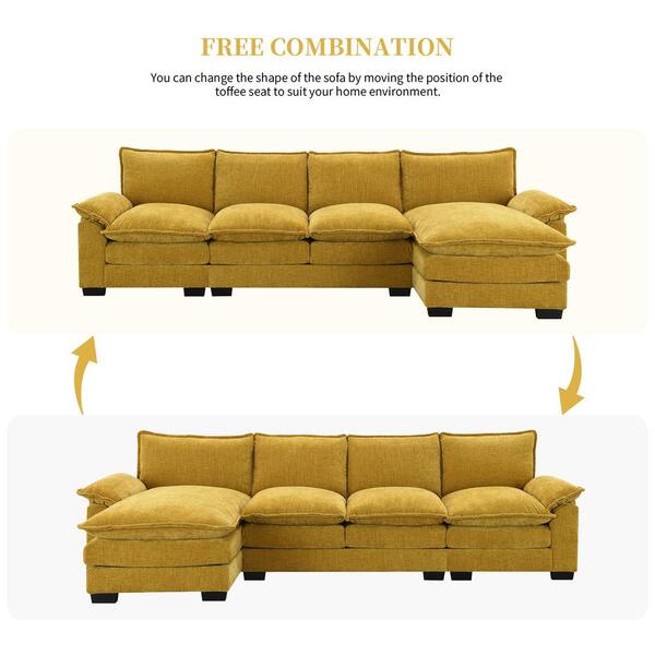 Z-joyee 118 in Wide Pillow Top Arm Chenille L-Shaped Modern Z-joyee 118 in Wide Pillow Top Arm Chenille L-Shaped Modern