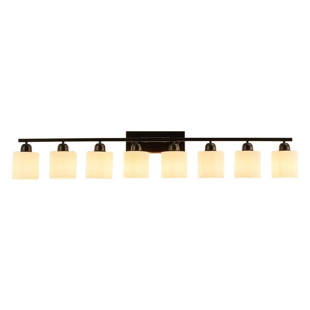 51.6 in. 8-Light Modern Black Bathroom Vanity Wall Light with Frosted Glass Shades price history on PriceWatchPro