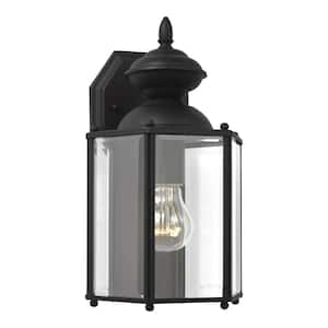 Classico 1-Light Black Outdoor 12.25 in. Wall Lantern Sconce