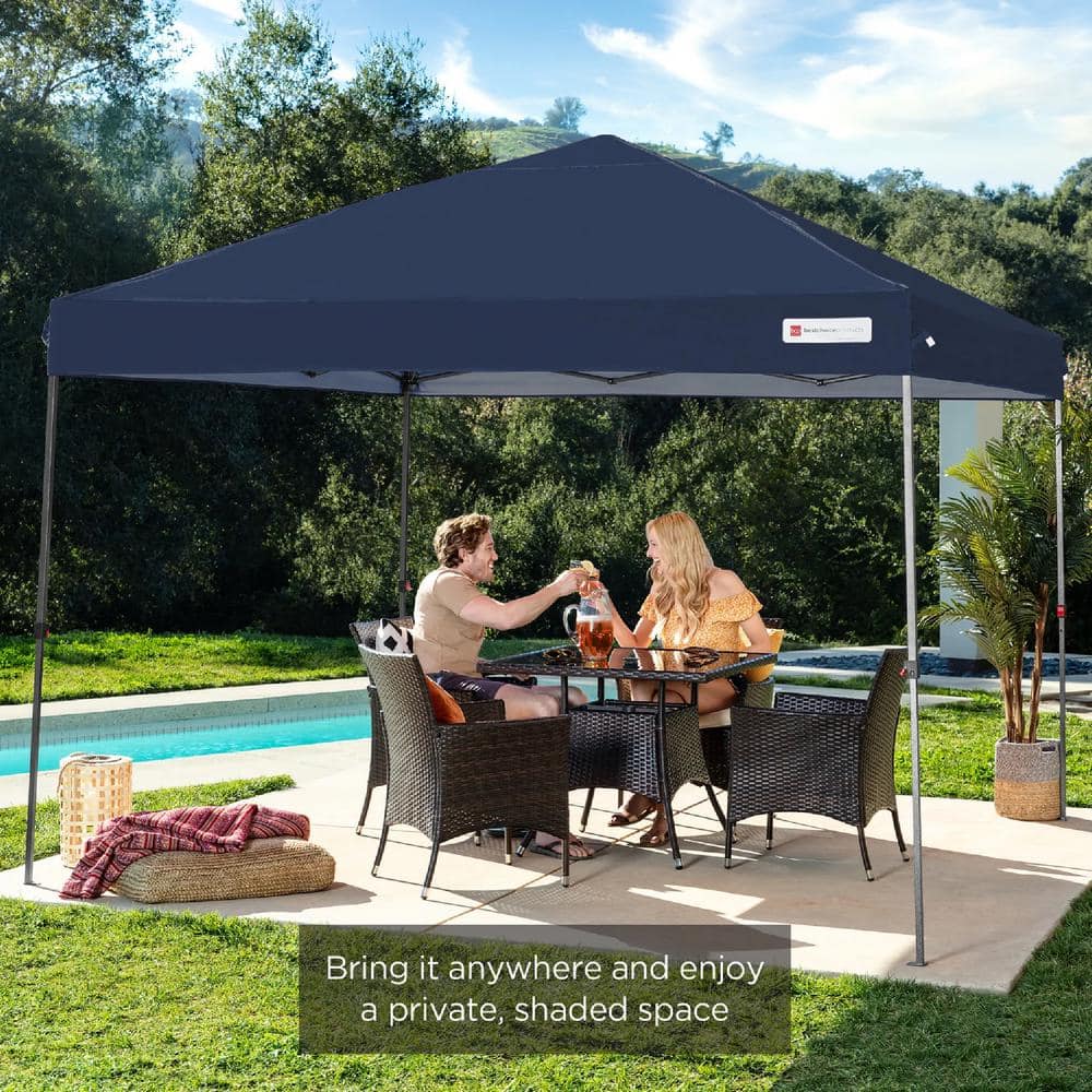 Blue 10x10ft Steel Pop-Up Canopy Tent with Wheeled Case