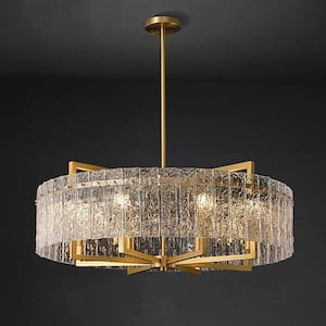 6-Light Gold 25.6in Modern Glass Shade Chandelier for Dining Room