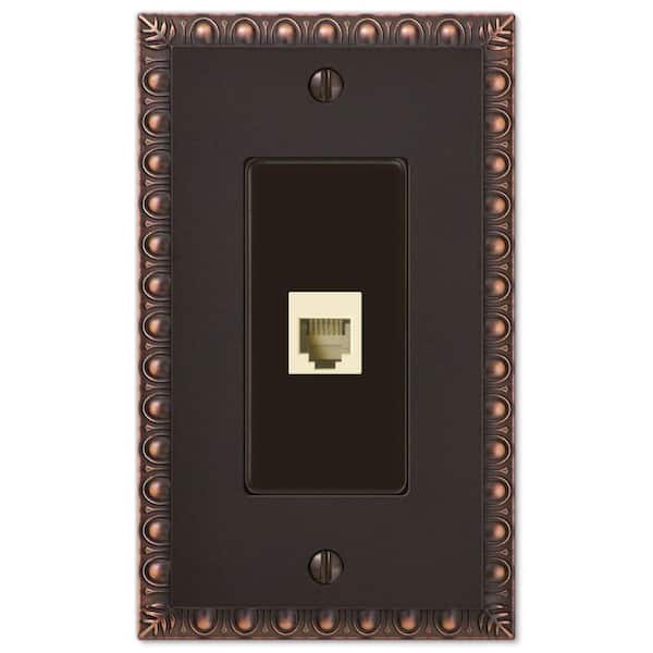 AMERELLE Antiquity 1 Gang Phone Metal Wall Plate - Aged Bronze