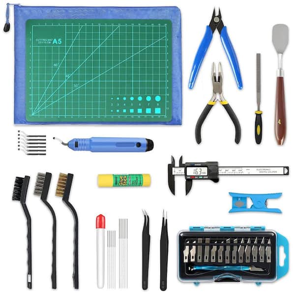 45-Piece 3D Printer Tool Kit with Deburring Tool, Caliper, Knife Set, and Storage Bag