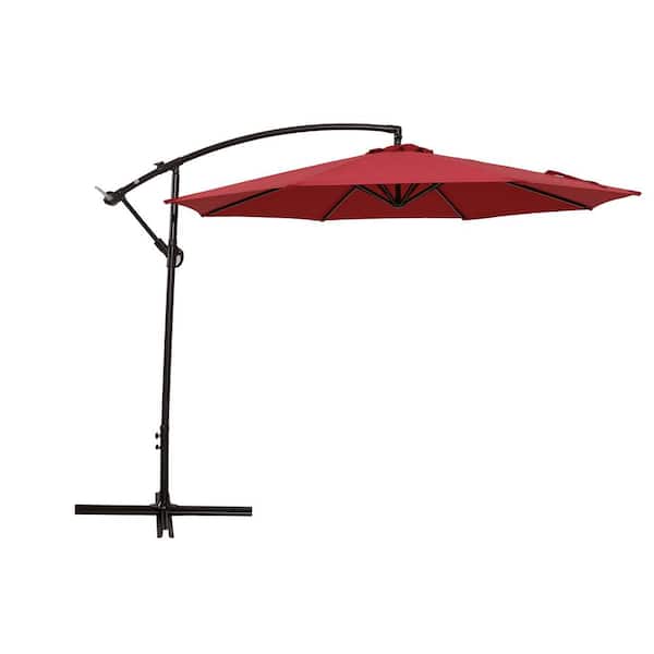 Willit 10 ft. Aluminum Cantilever Solar Tilt Half Patio Umbrella in Red
