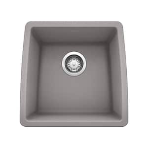 Performa Undermount Granite Composite 17.5 in. x 17 in. Single Bowl Kitchen Sink in Metallic Gray