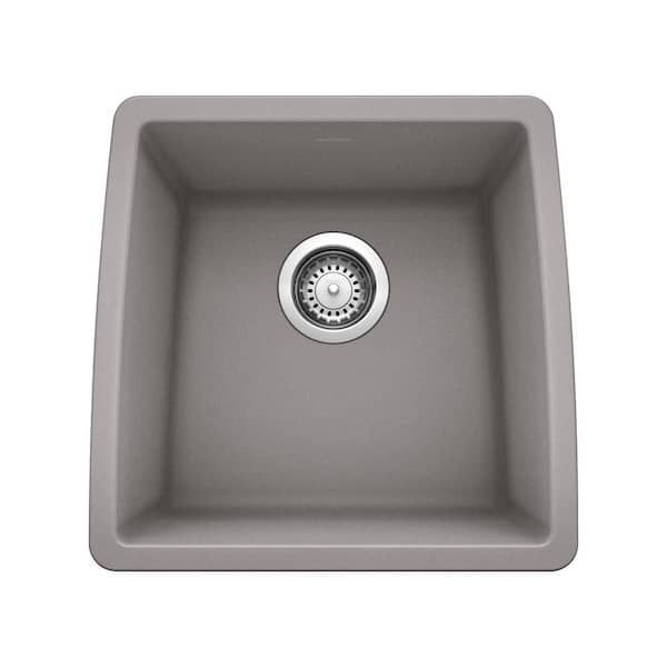 Blanco Performa Undermount Granite Composite 17.5 in. x 17 in. Single Bowl Kitchen Sink in Metallic Gray