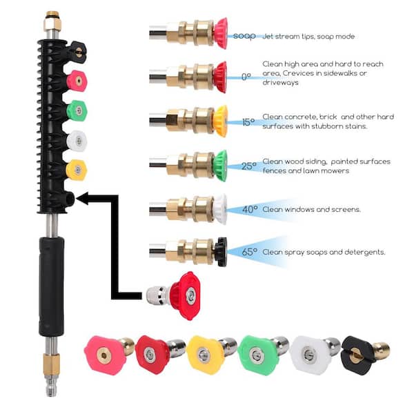 Angel Sar 9 Pcs 4000 PSI Stainless Steel Pressure Washer Extension
