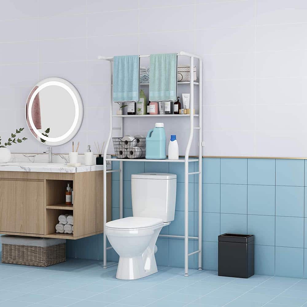 White 3-Shelf Over-The-Toilet Bathroom Storage Rack