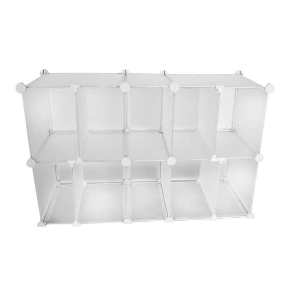 Luxury Living 22.25 in. H x 35 in. W x 13.5 in. D Off White Plastic 10-Cube Organizer