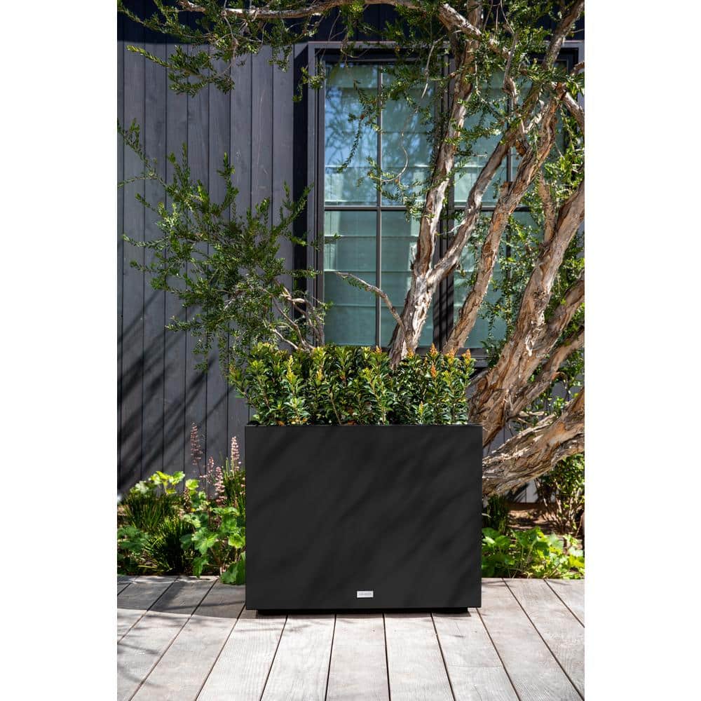 Black Rectangular Recycled Plastic Outdoor Planter